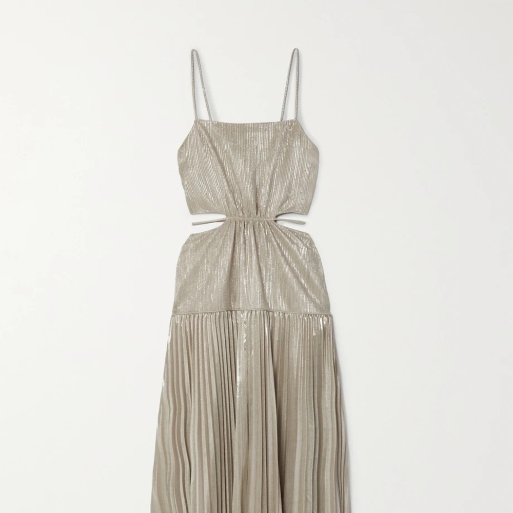 JONATHAN SIMKHAI Daisy cutout plissé-lamé maxi dress NWT - Picture 8 of 12